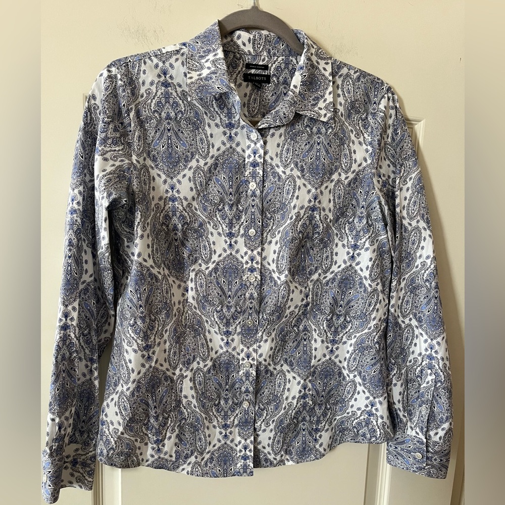 Talbots Unique Paisley Button-Up Shirt Women’s Size 6 - Picture 1 of 13